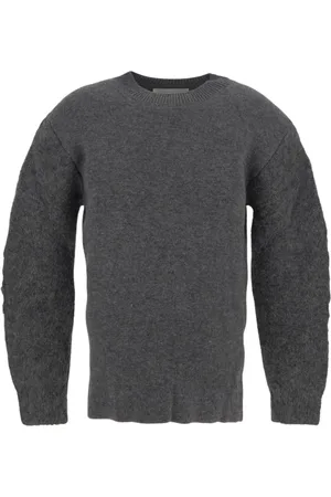 Jil Sander Strik, Dame, Grå, XS, Uld, Rundhalset Pullover
