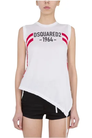 Dsquared2 Top, Dame, Hvid, XS, Bomuld, Coulisse Ærmeløs Top