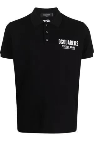 Dsquared2 Top, Herre, Sort, M, Bomuld, Sort polo T-shirt med knaplukning