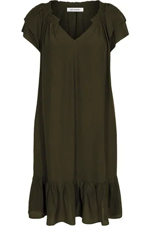 Co`Couture Kjole, Dame, Grøn, XS, Polyester, Sunrise Cropped Kjole 96230 Army