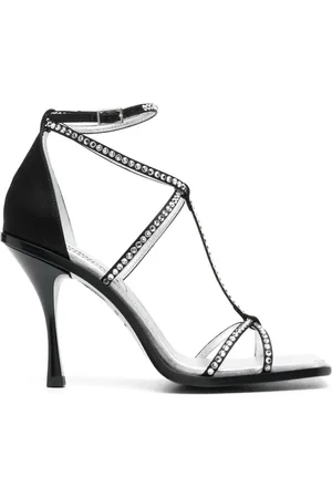 Dsquared2 Sko, Dame, Sort, 37 EU, Elegante Krystal Højhælede Sandaler