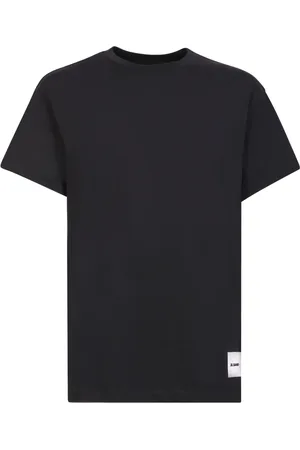 Jil Sander Top, Herre, Sort, S, Bomuld, Minimalistisk Sort T-shirt med Logo Patch