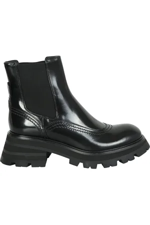 Alexander McQueen Sko, Dame, Sort, 38 1/2 EU, Læder, Sorte Læder Ankelstøvler - Aw22