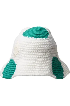 Moncler Tilbehør, unisex, Hvid, ONE SIZE, Uld, Spot Strikket Bucket Hat