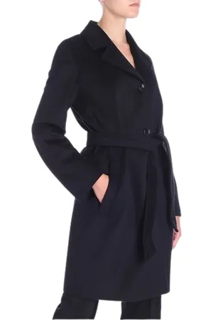 Max Mara Frakke, Dame, Blå, L, Uld, Sarzana Uldfrakke