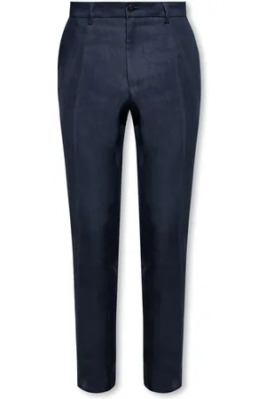 Dolce & Gabbana Bukser, Herre, Blå, XL, Linned, Linned plisserede bukser