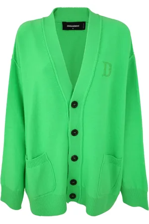 Dsquared2 Strik, Dame, Grøn, 2XS, Uld, Grøn Fluo Statement Cardigan