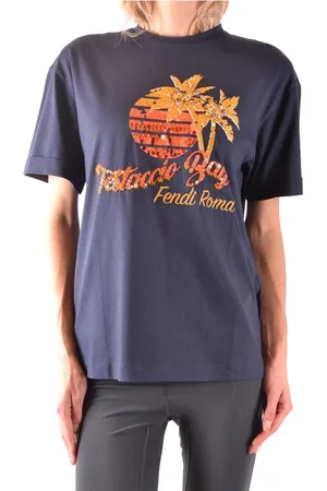Fendi Top, Dame, Blå, XS, Kortærmet T-shirt