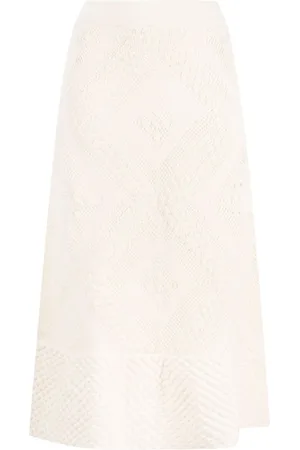 Jil Sander Nederdel, Dame, Hvid, XS, Bomuld, Tekstureret Midi-Nederdel