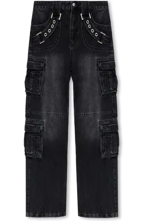 MISBHV Jeans, Dame, Sort, W26, Bomuld, Inde i en mørk Echo kollektion cargo jeans