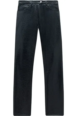 Courrèges Bukser, Dame, Sort, W28, Bomuld, Vinyl Slim-Cut Bukser