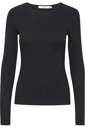 Gestuz Bluser & Skjorter, Dame, Sort, S, Uld, Stilfuld og Flatterende Langærmet Bluse