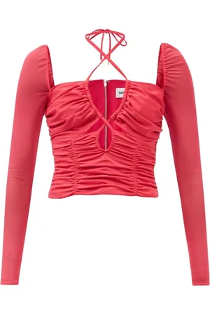 Self-Portrait Bluser & Skjorter, Dame, Lyserød, S, Polyester, Edgy Halter Neck Cut Out Top