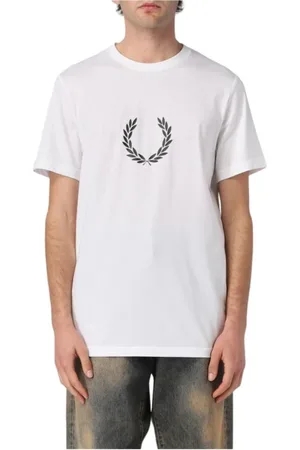 Fred Perry Top, Herre, Hvid, XL, Bomuld, Hvid Logo T-shirt