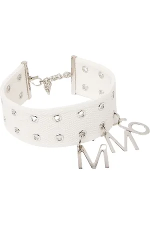 Maison Margiela Tilbehør, Dame, Hvid, ONE SIZE, Bomuld, Eksperimentel Logo Vedhæng Chokerecklace