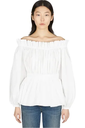 Alexander McQueen Bluser & Skjorter, Dame, Hvid, S, Uld, Skrøbelig Styrke Off Shoulder Top