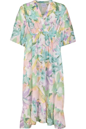 Liberté Kjole, Dame, Flerfarvet, M, Polyester, Gennemsigtig Kjole med Pastelblomster til Kvinder