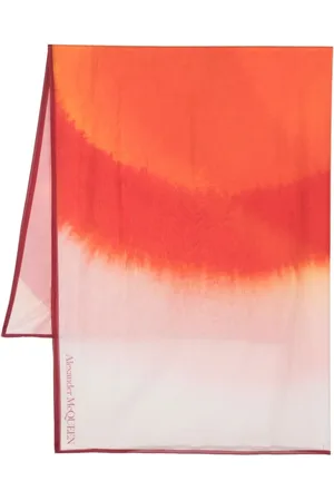 Alexander McQueen Tilbehør, Dame, , ONE SIZE, Uld, Pink Silketørklæde med Kontrastkant og Gradienteffekt