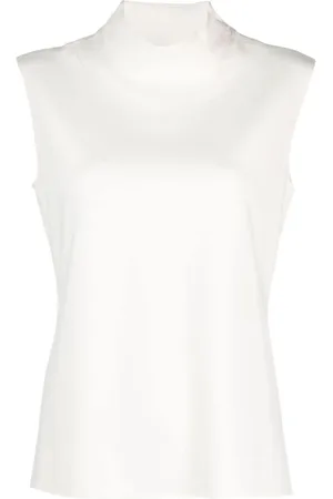 THEORY Top, Dame, , XS, Uld, Ivory Stretch Jersey Turtleneck Ærmeløs T-shirt