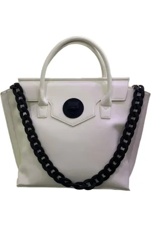 Philipp Plein Taske, Dame, Hvid, ONE SIZE, Uld, Stor hvid håndtaske med justerbar, aftagelig skulderrem