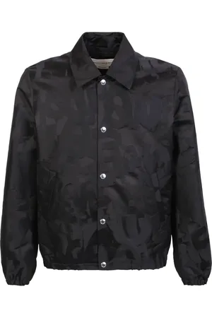 Alexander McQueen Jakke, Herre, Sort, L, Polyester, Jakke med trykknaplukning og graffiti logo