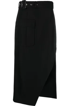Alexander McQueen Nederdel, Dame, Sort, S, Uld, Luksuriøs Uld Midi Nederdel