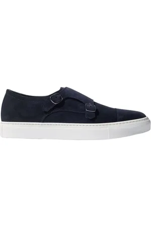 Scarosso Sko, Herre, Blå, 47 EU, Læder, Håndlavede blå ruskind Monkstrap Sneakers