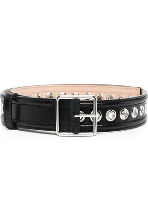Alexander McQueen Tilbehør, Dame, Sort, 85 CM, Læder, Sort læderbælte med øjenlåse