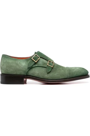 santoni Sko, Herre, Grøn, 43 1/2 EU, Suede, Elegante Suede Dobbeltspændesko
