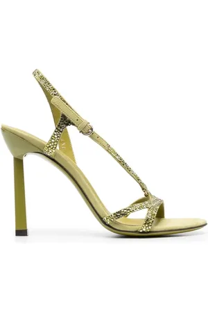 Salvatore Ferragamo Sko, Dame, Grøn, 36 1/2 EU, Læder, Grønne Gancini Rhinestone Sandaler