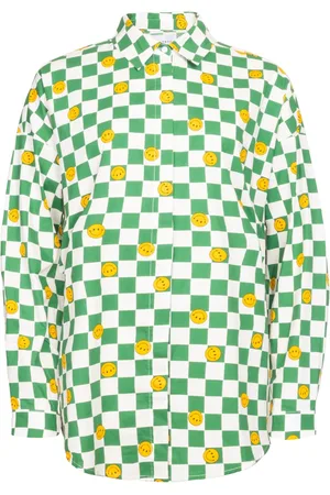 Liberté Bluser & Skjorter, Dame, Grøn, L, Bomuld, Grøn Smiley Check LS Skjorte til Kvinder