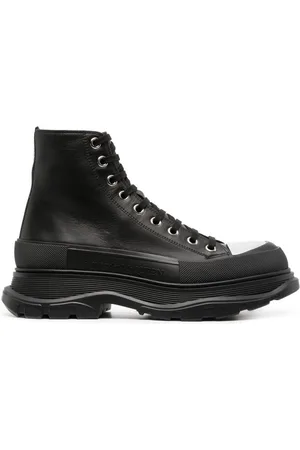 Alexander McQueen Sko, Herre, Sort, 39 EU, Læder, Sorte Snørestøvler i Læder