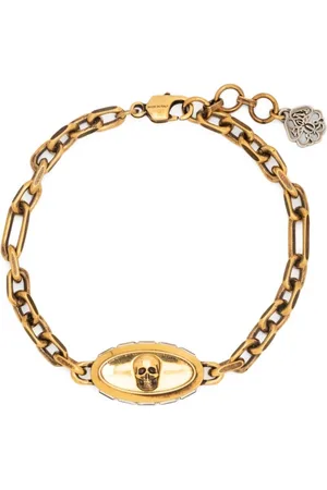 Alexander McQueen Tilbehør, Dame, Gul, ONE SIZE, Uld, Guld Skull Kædearmbånd