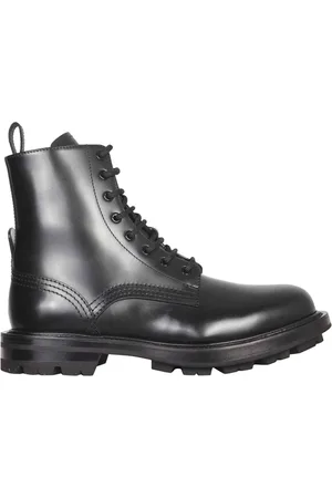 Alexander McQueen Sko, Herre, Sort, 43 EU, Læder, Lace-up Støvler i Børstet Læder