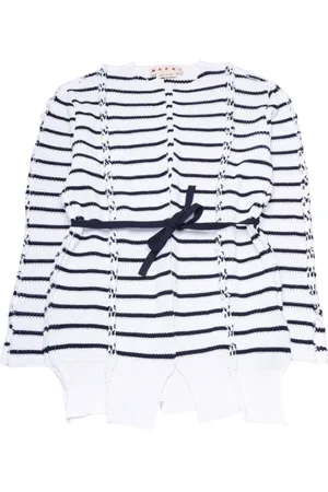 Marni Strik, Dame, Hvid, XS, Bomuld, Stribet bomuldscardigan
