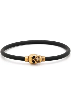 Alexander McQueen Tilbehør, Herre, Sort, M, Uld, Stilfuldt sort kraniearmbånd