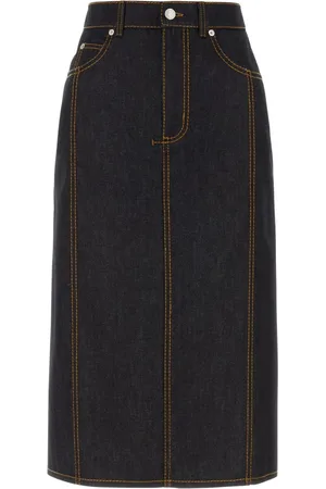Alexander McQueen Nederdel, Dame, Flerfarvet, XS, Smigrende Silhuet Midi Nederdel