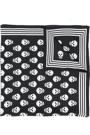 Alexander McQueen Tilbehør, Dame, Sort, ONE SIZE, Uld, Sort Silke Mini Skull Print Tørklæde