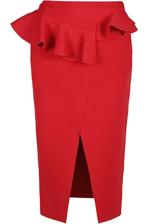 Alexander McQueen Nederdel, Dame, Rød, M, Rød Midi Nederdel til Moderne Kvinder