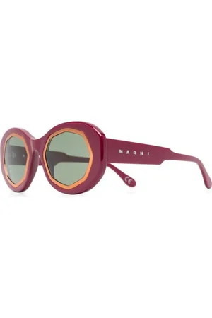 Marni Tilbehør, Dame, Rød, 52 MM, Uld, Bordeaux Runde Solbriller