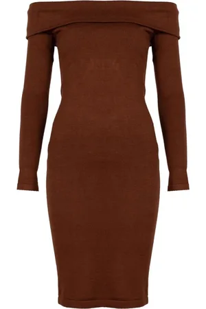 Guess Kjole, Dame, Brun, S, Uld, Elegant Sommer Midi Kjole