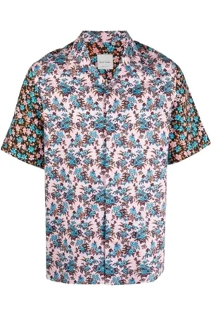 Paul Smith Skjorte, Herre, Blå, S, Bomuld, Rizo Floral Print Kortærmet Skjorte