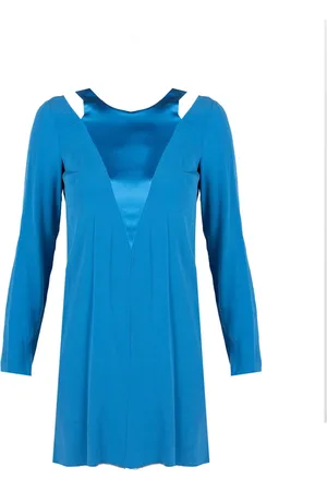 Patrizia Pepe Kjole, Dame, Blå, M, Satin, Elegant Mini Kjole med Satin Indsats