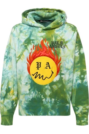 Palm Angels Sweathshirts & Hoodies, Herre, Grøn, M, Uld, Stilfuld Logo Hættetrøje