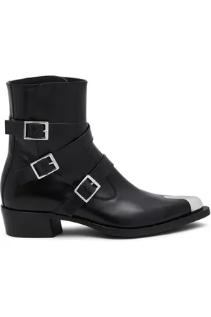 Alexander McQueen Sko, Herre, Sort, 40 EU, Læder, Punk Triple Strap Ankelstøvler