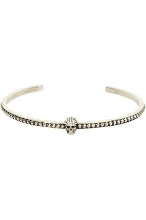 Alexander McQueen Tilbehør, Dame, Grå, M, Uld, Ikonisk Skull Vedhæng Armbånd