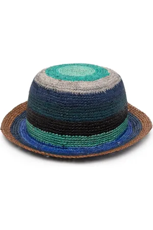 Paul Smith Tilbehør, unisex, Blå, M, Uld, Rød Stribet Hæklet Hat