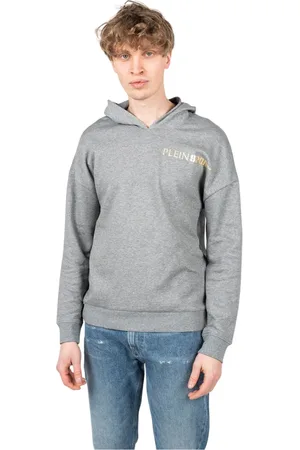 Philipp Plein Sweathshirts & Hoodies, Herre, Grå, M, Uld, Komfortabel og stilfuld hættetrøje til mænd
