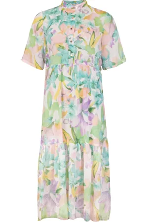 Liberté Kjole, Dame, Flerfarvet, L, Polyester, Pastel Flower SS Kjole - Kortærmet Kjole til Kvinder