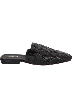 santoni Sko, Dame, Sort, 38 EU, Sorte Vævede Sandaler, Italiensk Design